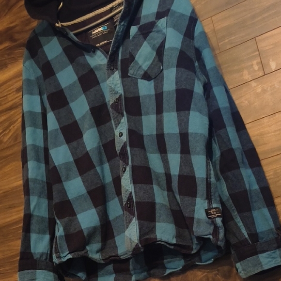 Tony Hawk Skateboarding Blue Flannel Plaid Button Down Jacket Shacket - Picture 4 of 10